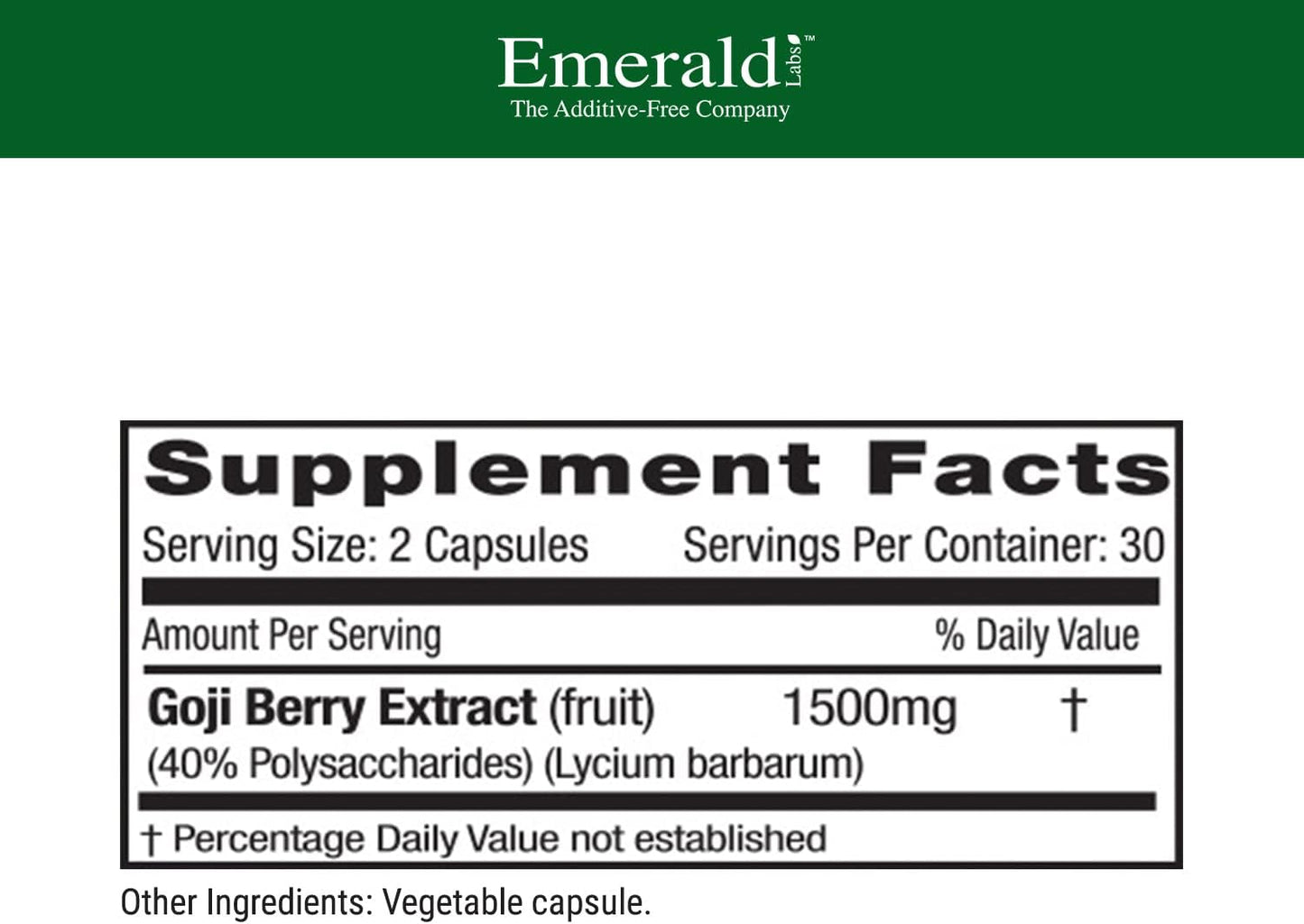 Emerald Labs Goji Berry Capsules - Immune & Liver Support with Antioxidants - Vegan, Gluten-Free - 60 Veg Caps