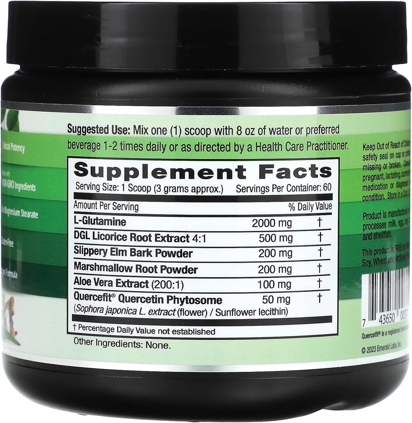 Emerald Labs Leaky Gut Health Supplement with DGL Licorice & Aloe Vera Extract - Supports Colon & Gut Health - 6.45 oz (60-Day Supply)