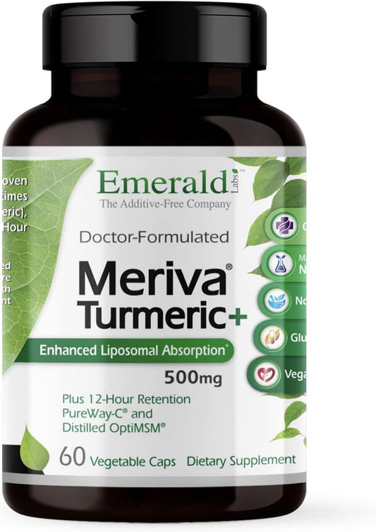 Emerald Labs Meriva Turmeric Plus Capsules with PureWay-C Vitamin C & OptiMSM - Joint Health & Immune Support - 60 Veg Caps