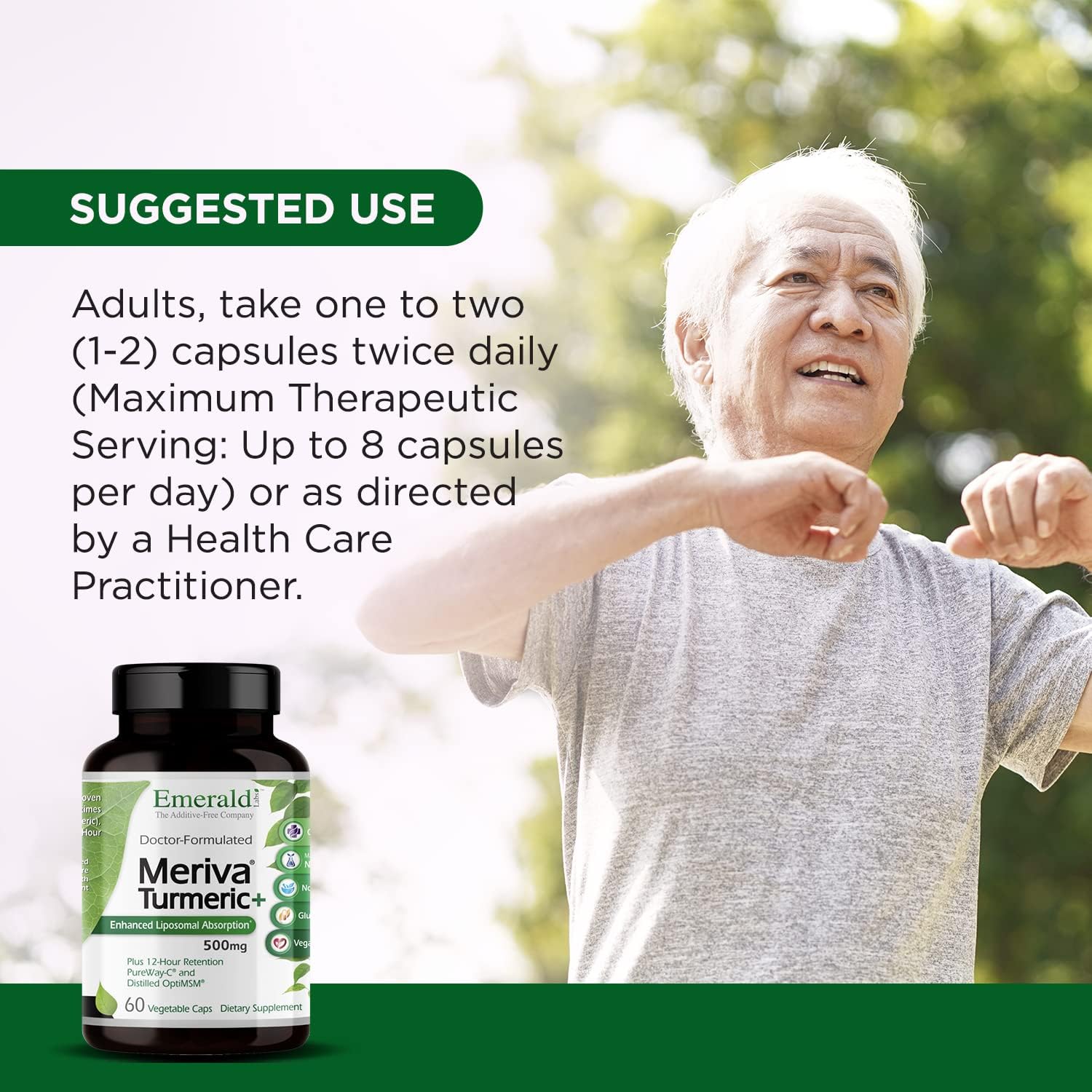 Emerald Labs Meriva Turmeric Plus Capsules with PureWay-C Vitamin C & OptiMSM - Joint Health & Immune Support - 60 Veg Caps