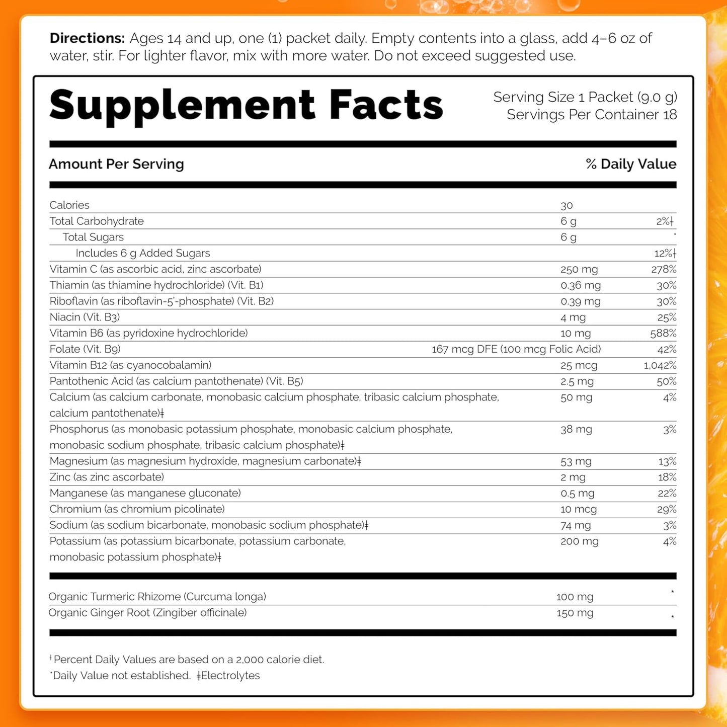 Emergen-C Citrus-Ginger Fizzy Drink Mix with Turmeric and Ginger, High Potency Vitamin C for Immune Support, 18 Count Pack