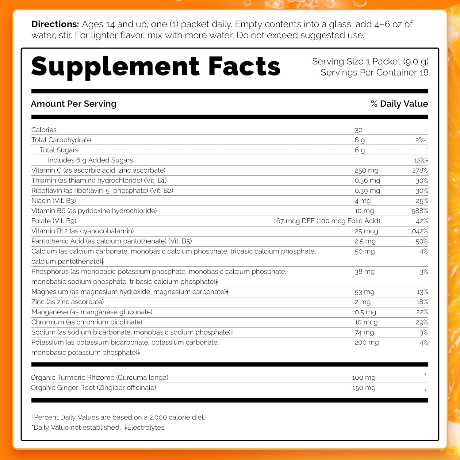 Emergen-C Citrus-Ginger Fizzy Drink Mix with Turmeric and Ginger, High Potency Vitamin C for Immune Support, 18 Count Pack