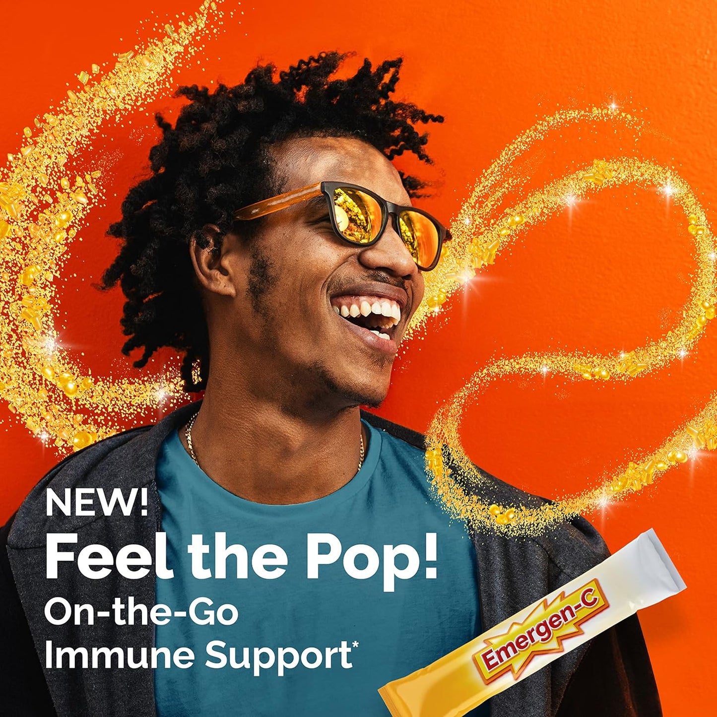 Emergen-C Crystals Orange Vitality - On-The-Go Immune Support Supplement with Vitamin C, B Vitamins, Zinc, and Manganese, 56 Stick Packs
