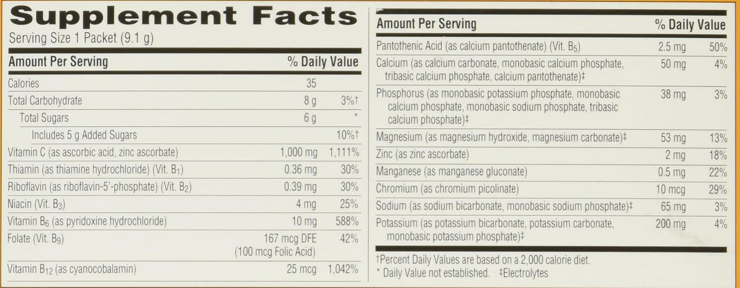 Emergen-C Vitamin C 1000mg Dietary Supplement Drink Mix, Super Orange Flavor, 30 Count Packets
