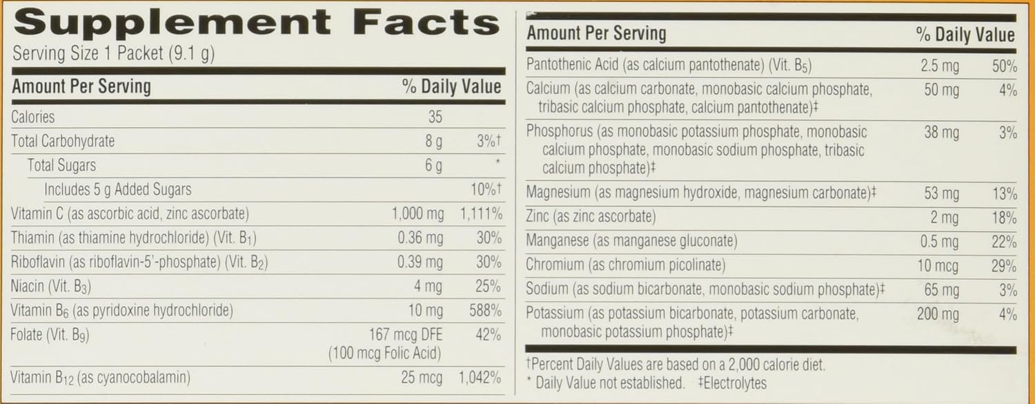 Emergen-C Vitamin C 1000mg Dietary Supplement Drink Mix, Super Orange Flavor, 30 Count Packets