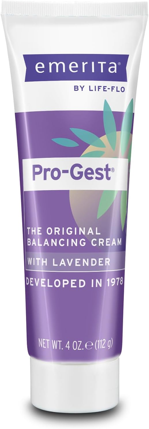 Emerita by Life-flo Pro-Gest Balancing Cream with Lavender - Natural Progesterone Cream for Women, USP Progesterone from Wild Yam, Lavender Oil, Paraben-Free, 60-Day Guarantee, 4oz