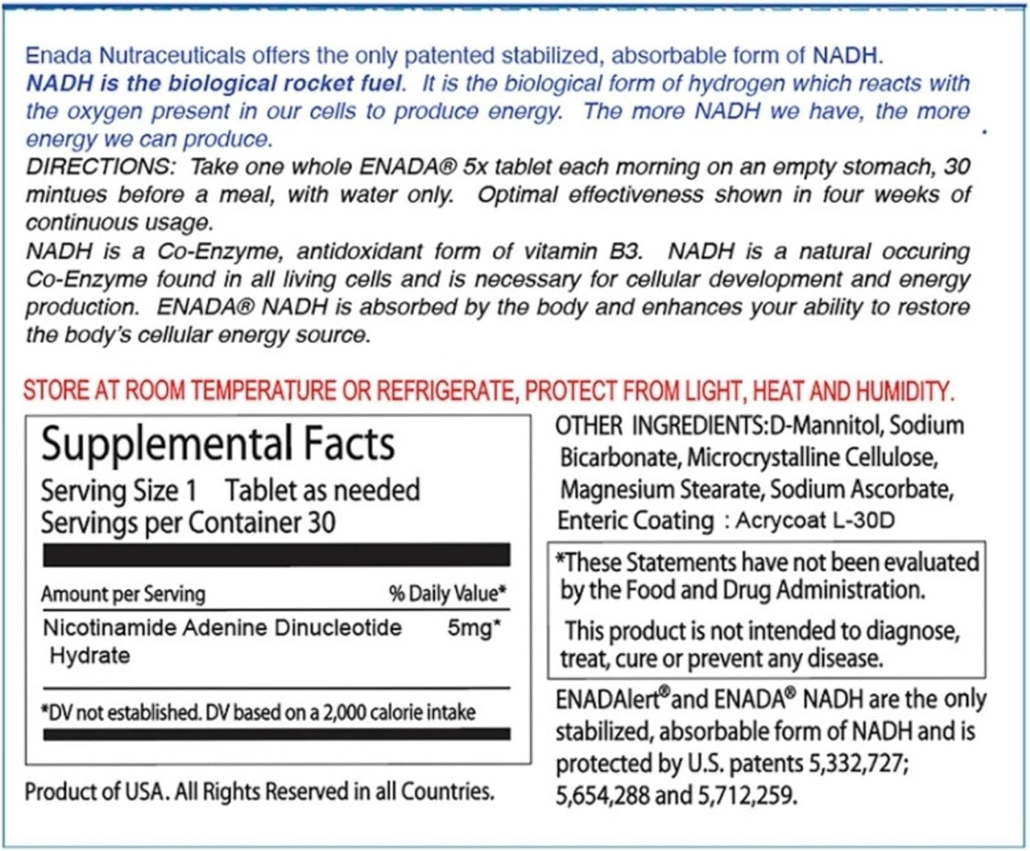 Enada NADH 5 mg - Prof Birkmayer Health Pro Supplement for Energy and Focus