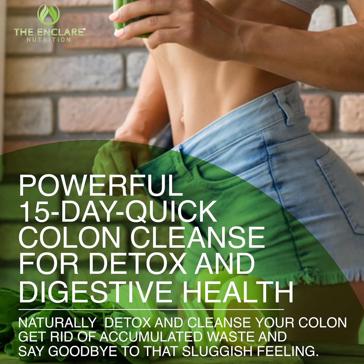 Enclare Nutrition Colon Cleanse: Fast-Acting Detox for Constipation Relief, Bloating, Probiotic, Fiber, Regularity, Energy - 2 Pills