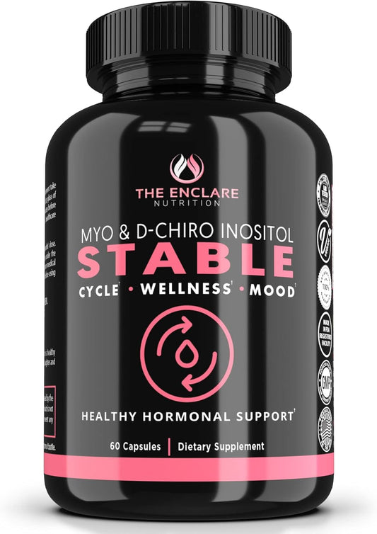Enclare Nutrition Myo-Inositol & D-Chiro Inositol Capsules - 40:1 Ratio Fertility Supplements for Women with PCOS, Hormone Balance & Ovarian Support