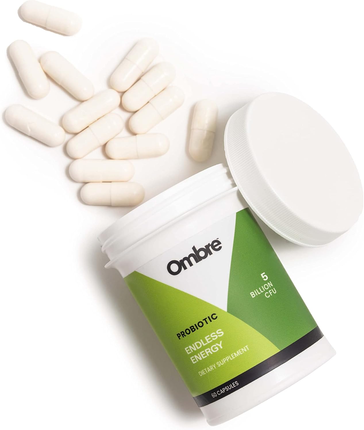 Endless Energy Probiotic Supplement with Ombre, 12 Billion CFU for Energy, Memory, Focus & Gut Health, Shelf-Stable - 30 Servings