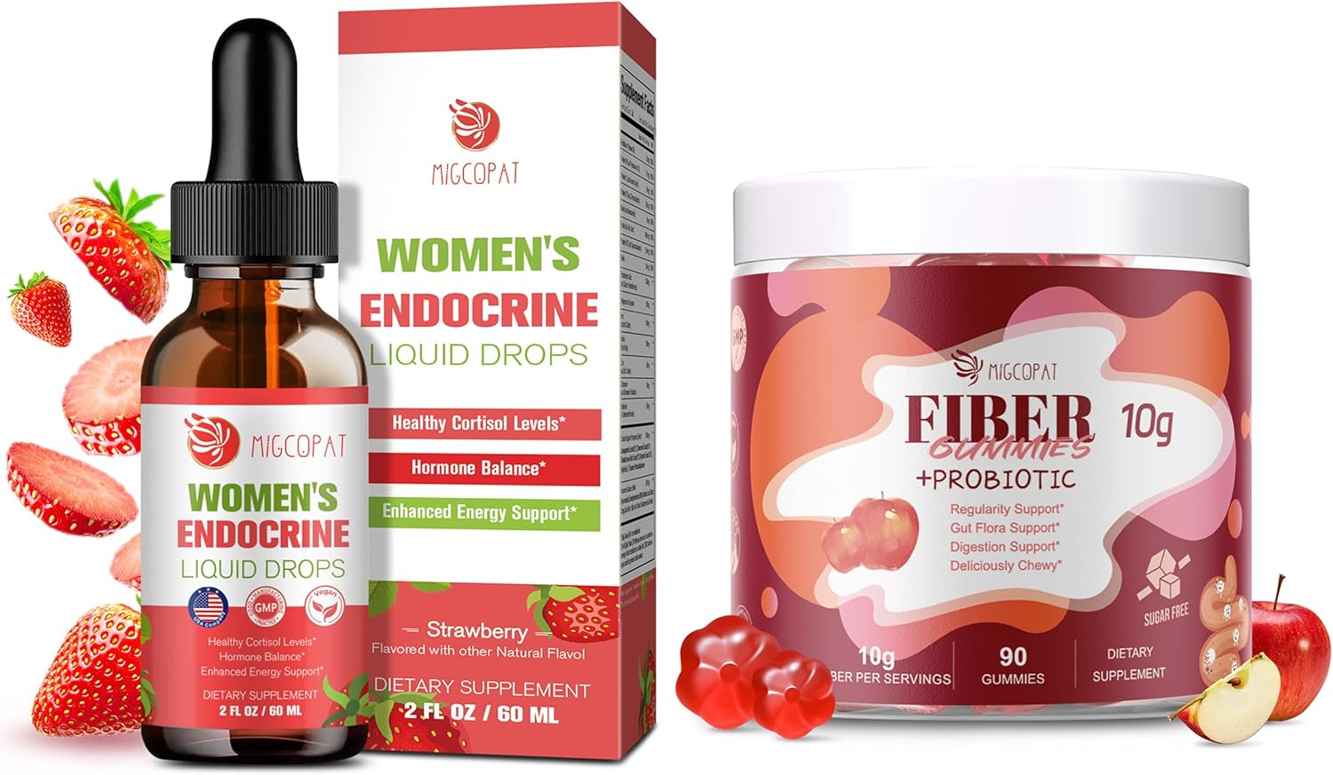 Endocrine Support Bundle: Migcopat Fiber Gummies and Liquid Drops
