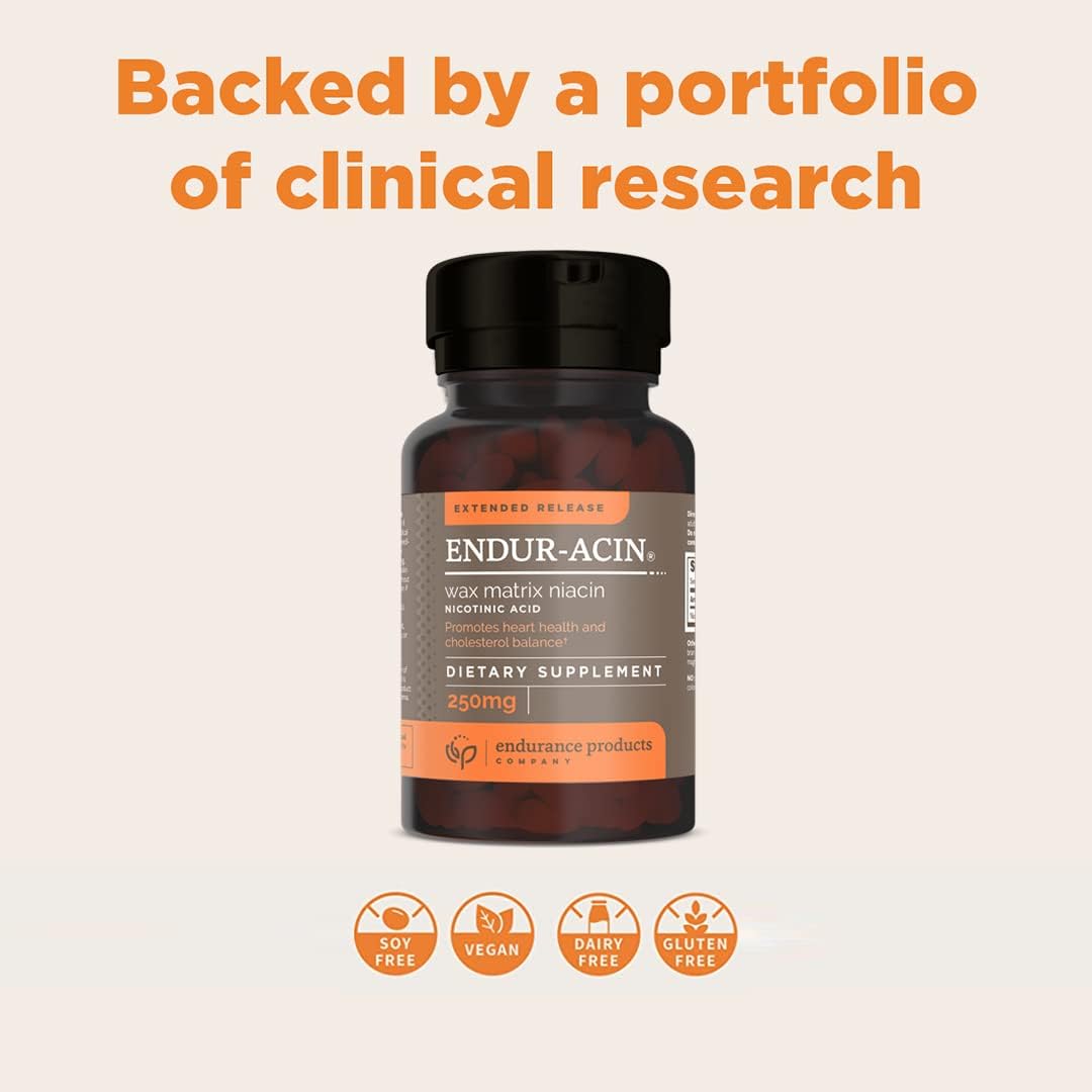 Endur-Amide 500mg NAD+ Niacinamide B3 & ENDUR-ACIN 250mg Niacin - Extended Release 200 Tablets for Optimal Absorption & Low-Flush