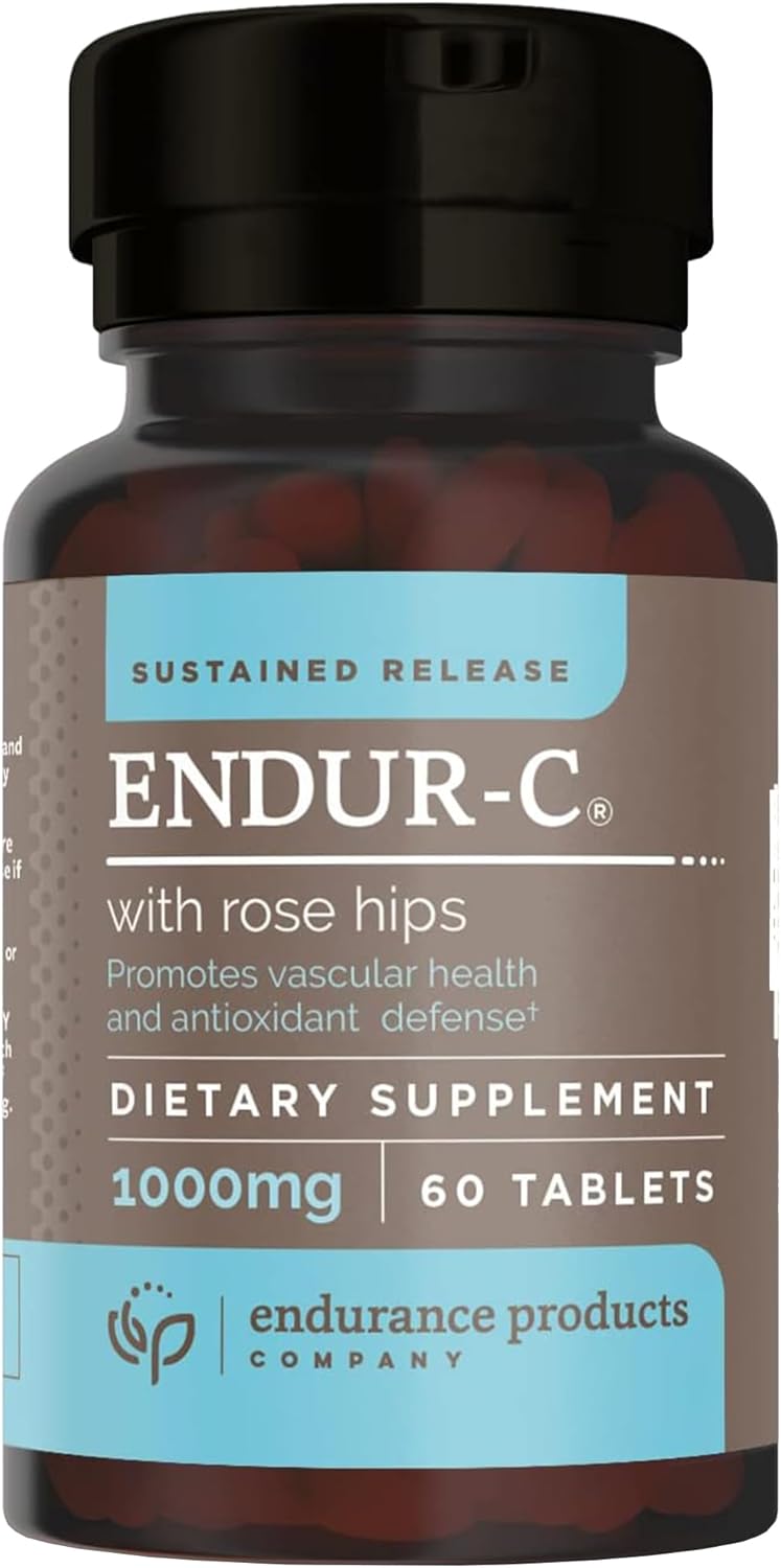 Endurance Products EndurC 1000mg Time Release Vitamin C Tablets with Rose HIPS - 60 Tablets for Optimal Absorption