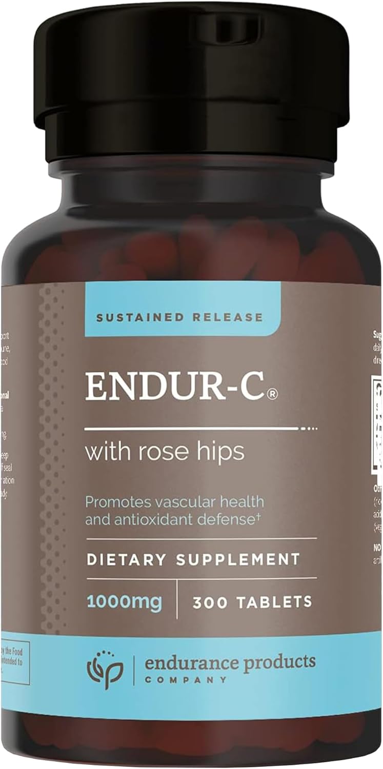 Endurance Products EndurC Time Release Vitamin C Supplement Tablets - 1000mg, 300 Tablets with Rose HIPS for Optimal Absorption