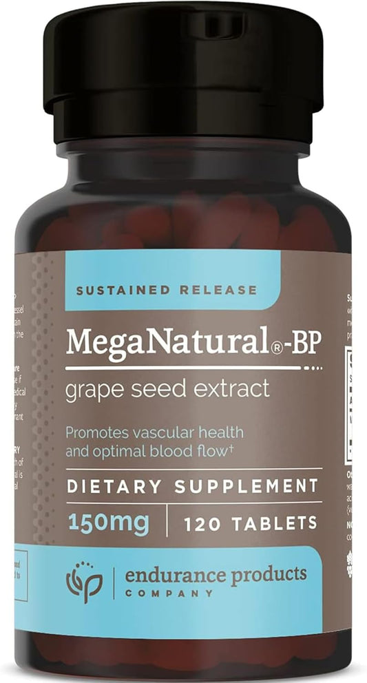 Endurance Products MegaNatural BP Grape Seed Extract Supplements - Sustained-release Herbal Supplement for Energy Support, 150mg, 120 Tablets