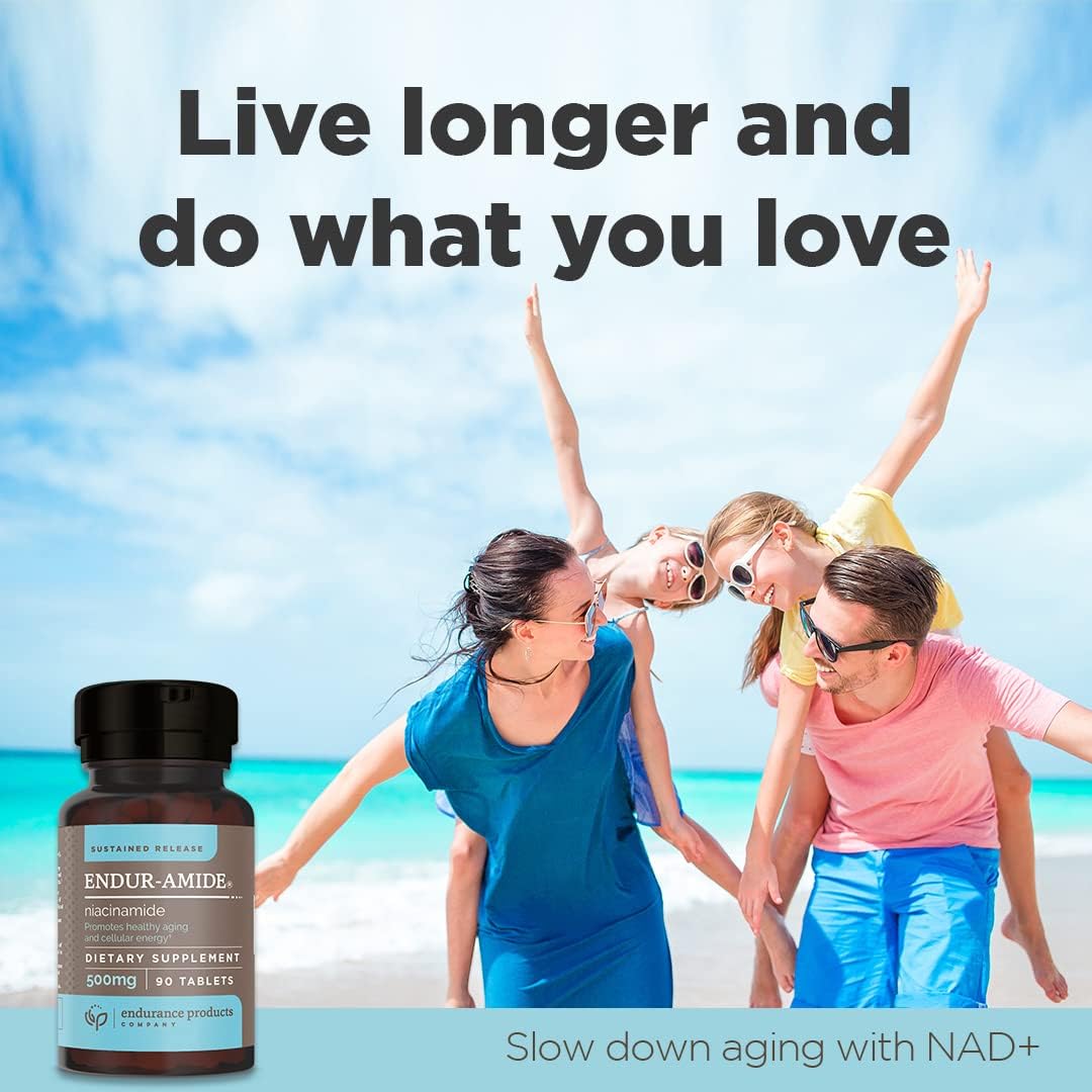 Endurance Products NAD+ Niacinamide B3 & Niacin 500mg 200 Tablets - Extended Release & Low-Flush