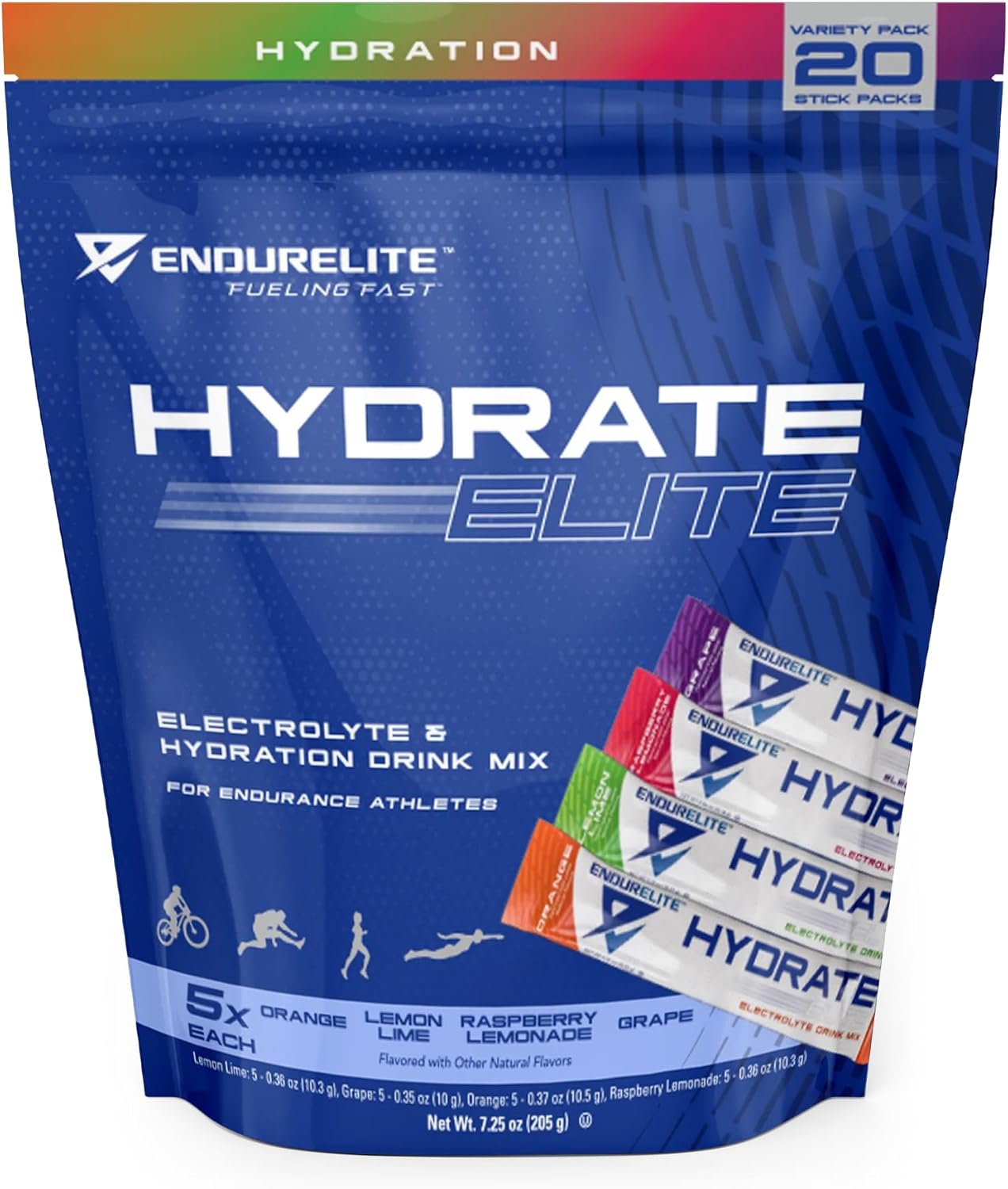 EndurElite Hydrate Elite Variety Pack - 20 Stick Packs for Hydration Powder
