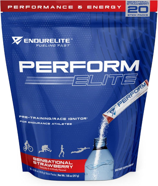 EndurElite Perform Elite Pre-Workout Powder - 20 Servings, Strawberry Flavor - Supplement for Endurance Athletes