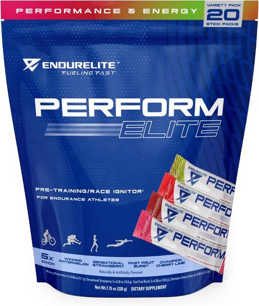 EndurElite Perform Elite Pre-Workout Powder Supplement for Endurance Athletes - 20 Servings Variety Pack