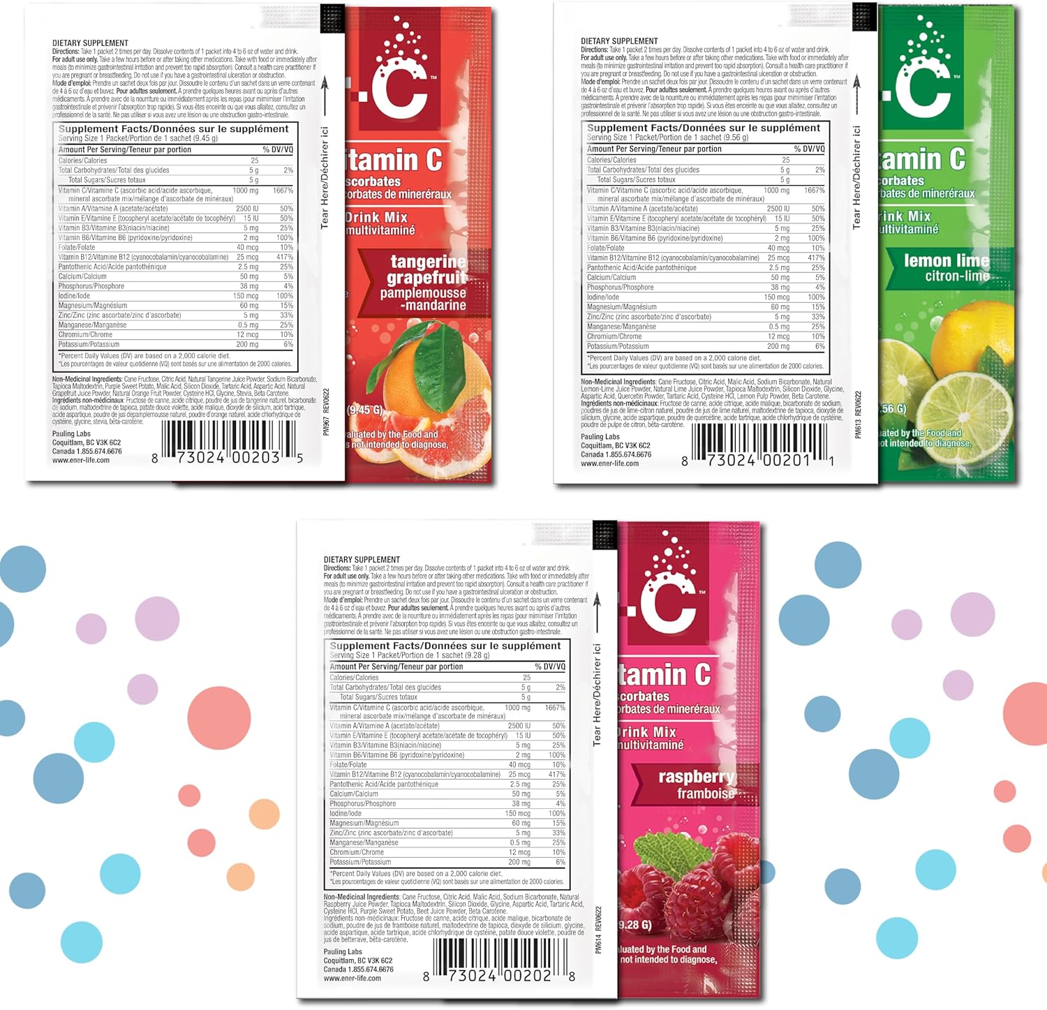 Ener-C Variety Pack Multivitamin Drink Mix Powder with Vitamin C 1000mg & Electrolytes - Natural Energy & Immune Support - Non-GMO Vegan & Gluten Free - 60 Count