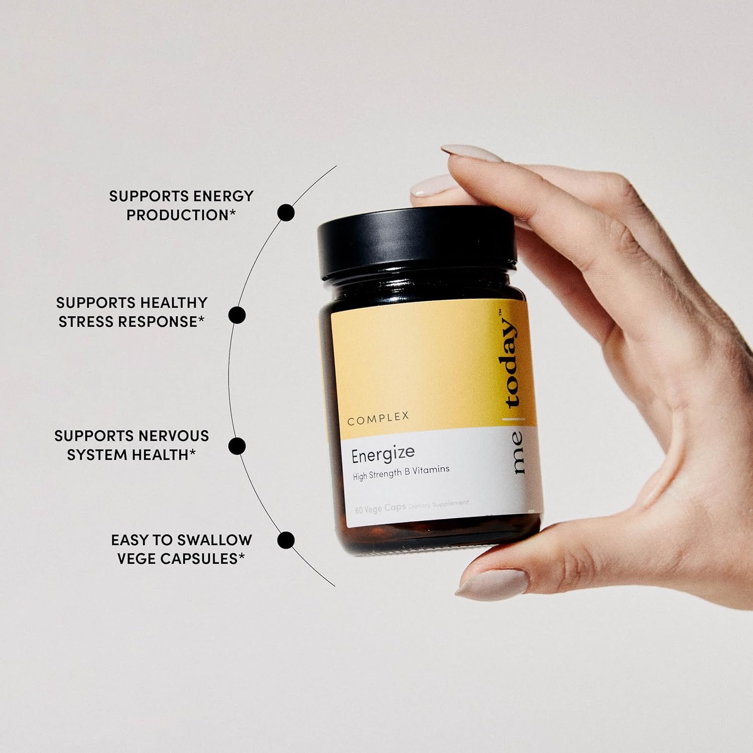Energise Supplement with High Strength B Vitamins, Vitamin C, Ashwagandha, and Zinc - 60 Capsules, Vegan Formula