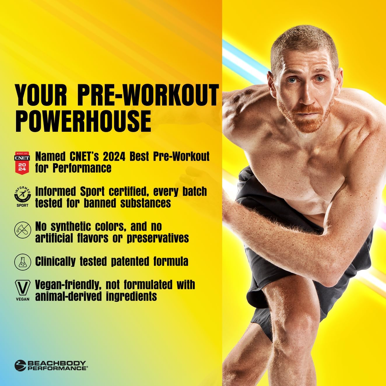 Energize Pre Workout Powder - Beta-Alanine, Quercetin & Low-Dose Caffeine Formula - Lemon Flavored - 40 Servings