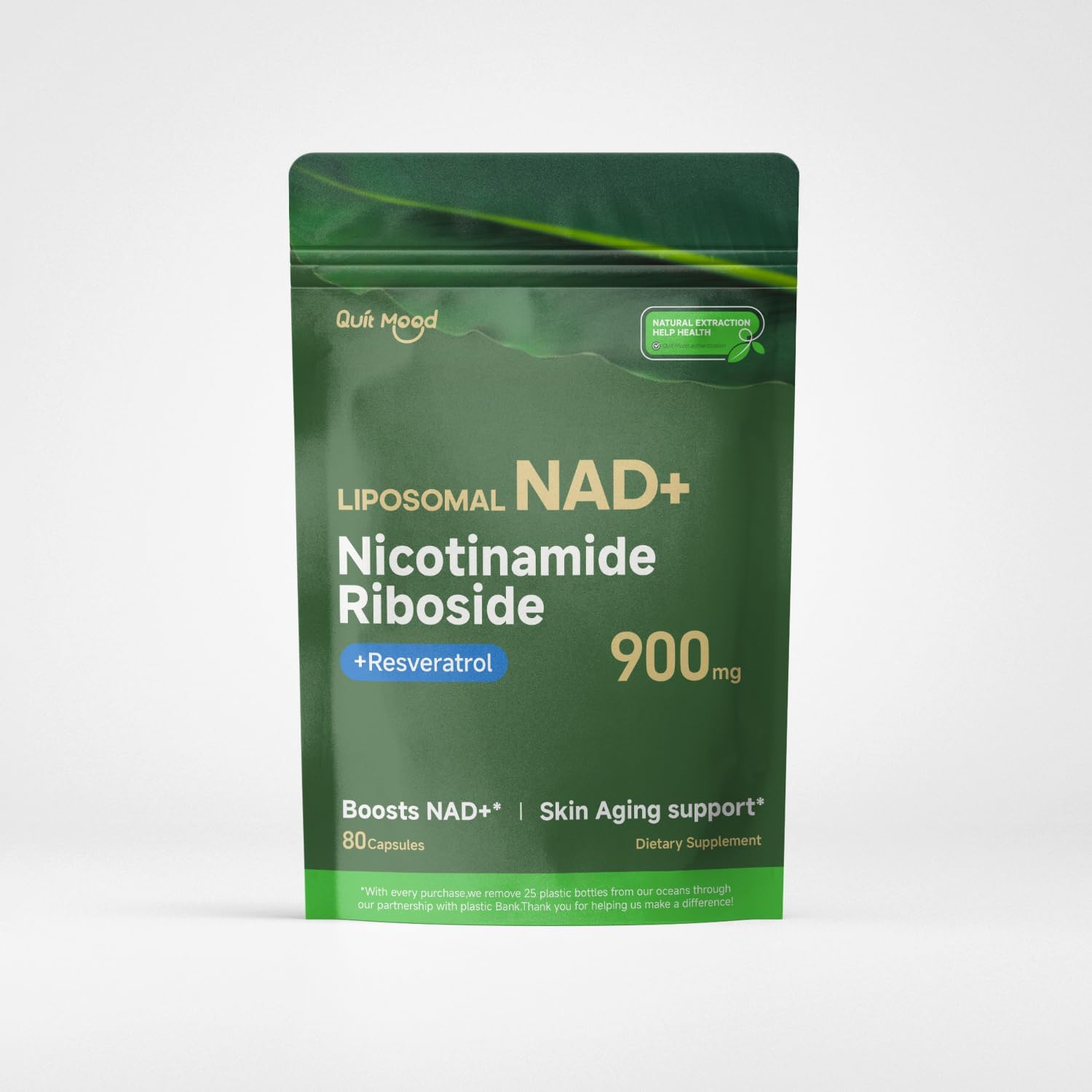 Energy and Focus Boosting NAD+ Supplement with Nicotinamide Riboside 900mg - 80 Capsules for Anti-Aging and Cellular Health