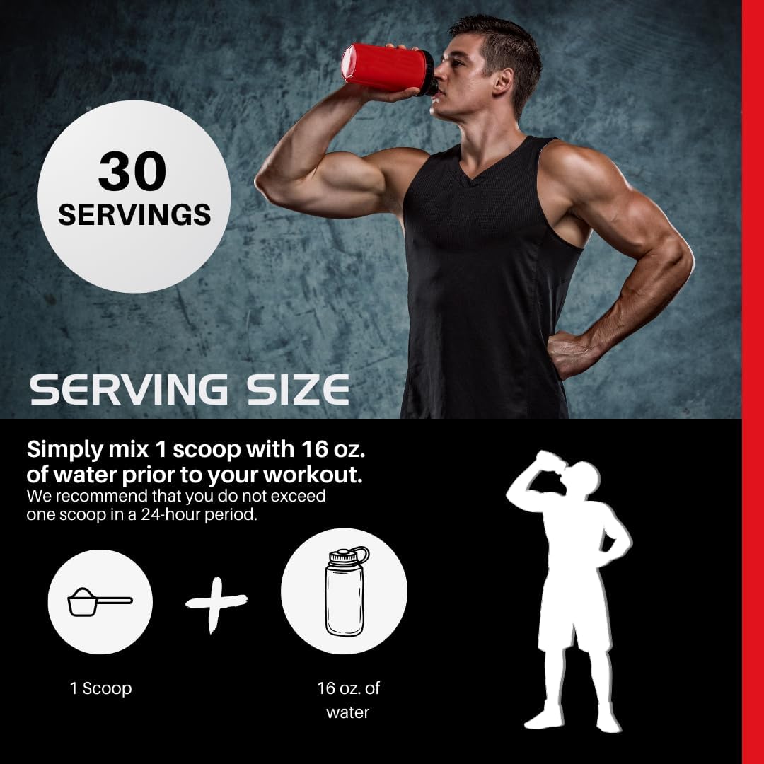 Energy-Boosting BLACKLABEL Supplements PRE Hustle: Pre-Workout with Caffeine, Vitamins, Amino Acids - Enhance Strength, Focus, Endurance, Recovery - 30 Servings