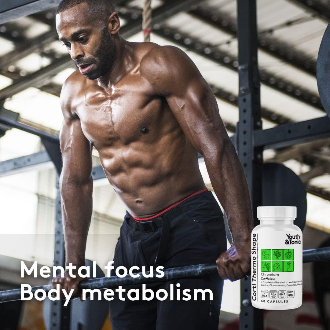 Energy-Boosting Diet Pills for Men and Women | Youth & Tonic Corti-Thermo Shape Capsules with Caffeine, Chromium, Guarana, and Hoodia Gordonii for Metabolism Support and Focus
