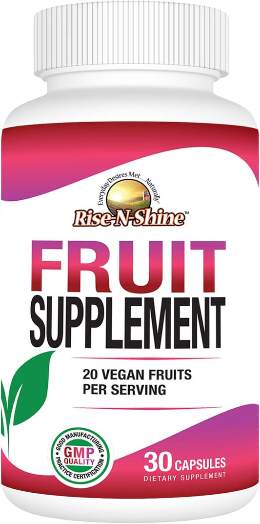 Energy-Boosting Fruit Supplement - 20 Fruit Blend Vitamins for Men & Women - 30 Day Supply - 30 Capsules