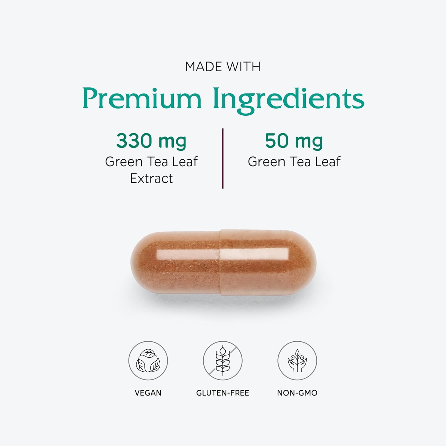 Energy-Boosting Green Tea Extract Capsules with High EGCG, Polyphenols, and Catechins - Vegan Antioxidant and Immune Support - 60 Capsules