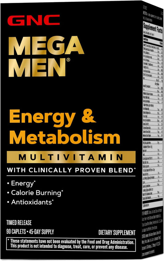 Energy-Boosting Multivitamin for Men | GNC Mega Men Metabolism & Antioxidants | 90 Capsules