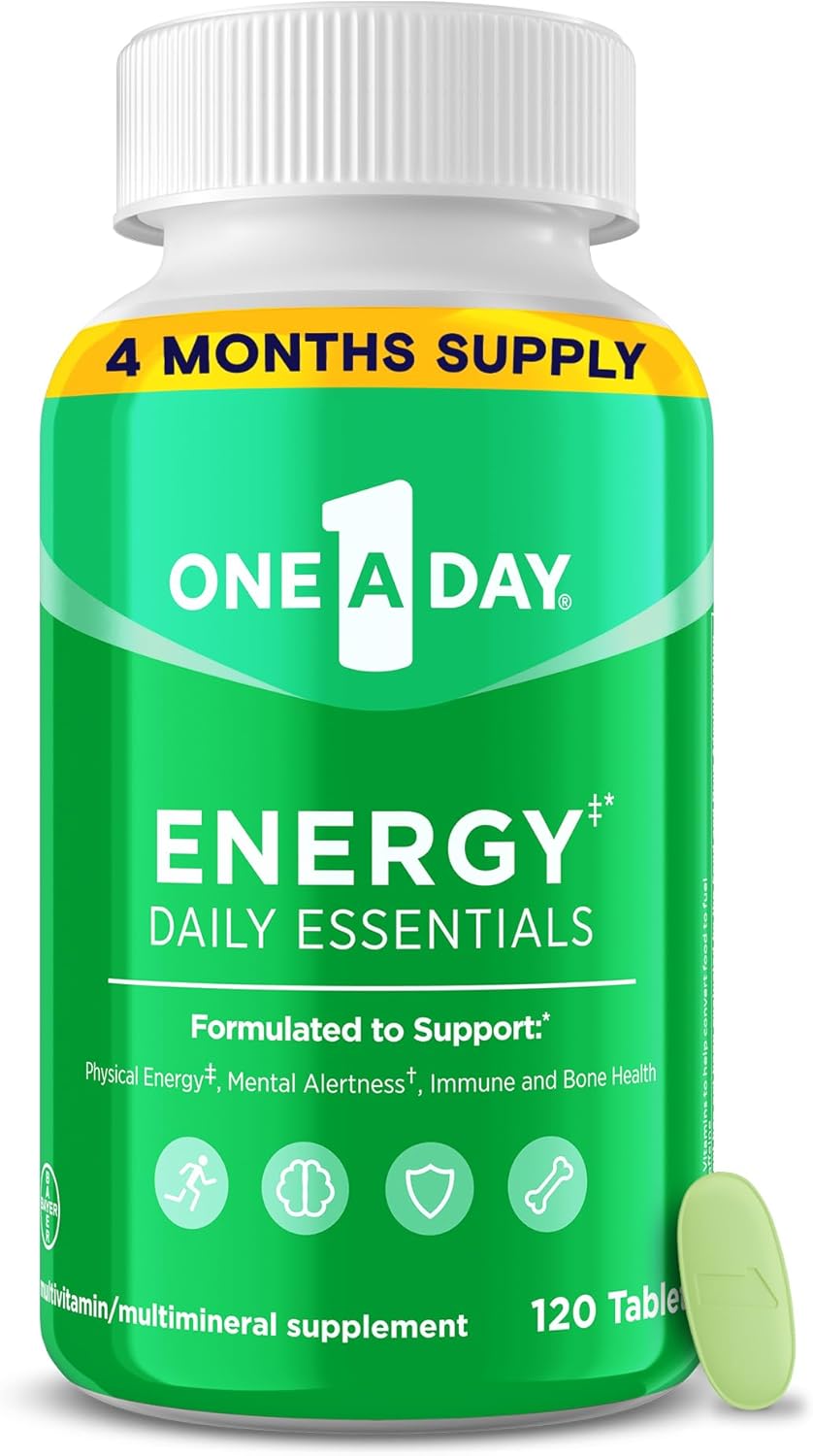 Energy Boosting Multivitamin for Physical & Mental Alertness, 120 Count - Vitamin B6, B12, Caffeine, Folic Acid