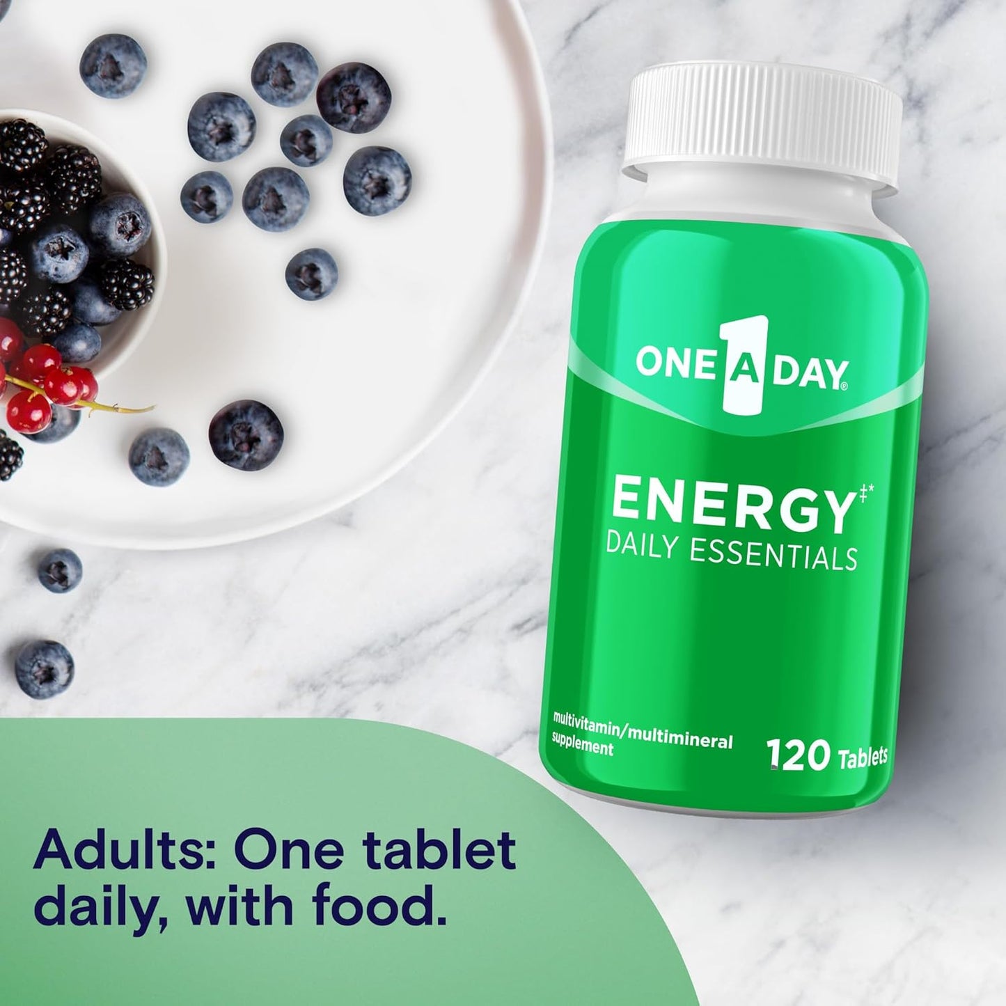Energy Boosting Multivitamin for Physical & Mental Alertness, 120 Count - Vitamin B6, B12, Caffeine, Folic Acid