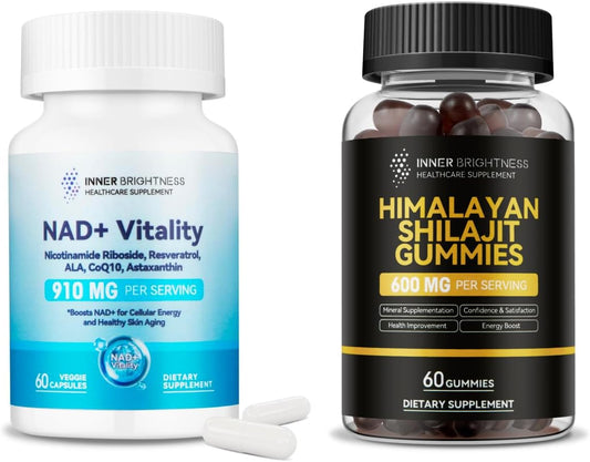 Energy-Boosting NAD & Shilajit Gummies Bundle for Metabolism, Immunity & Stamina - Supports Healthy Aging