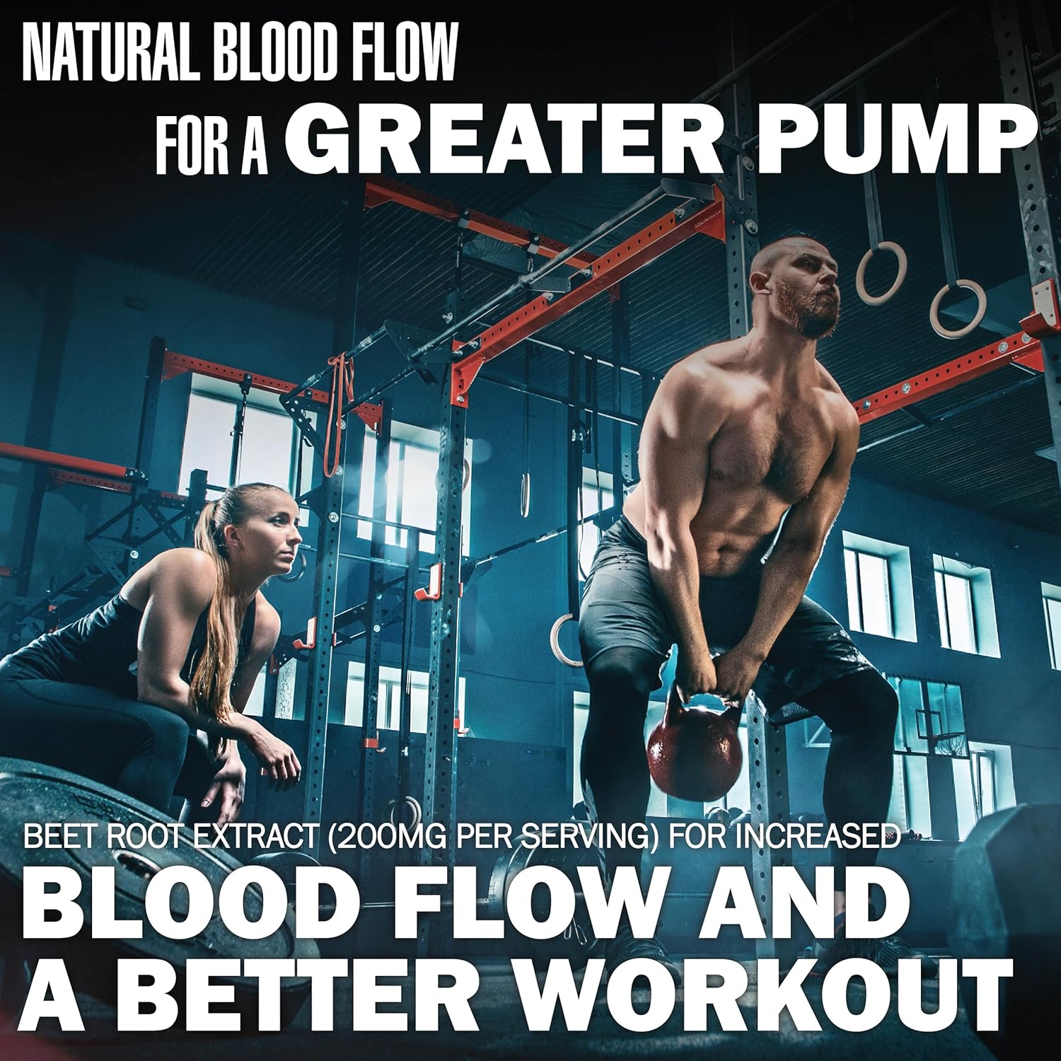Energy-Boosting Pre Workout Gummies with Beta Alanine and Green Tea Extract, Focus Nootropic Blend, Natural Beet Root, Blue Raspberry Flavor, 60 Gummies