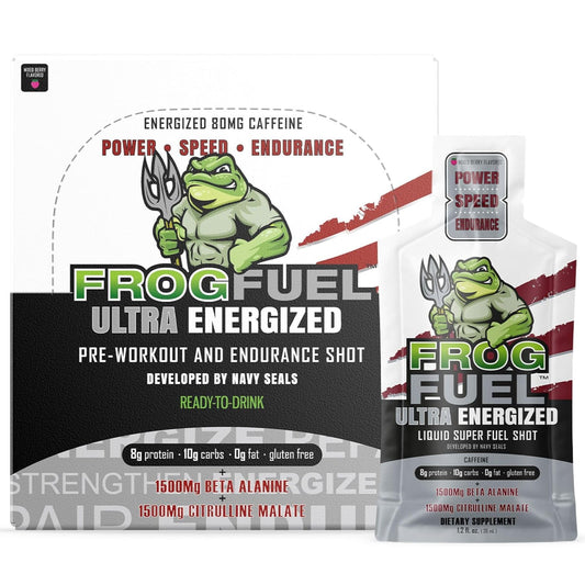 Energy-Boosting Pre Workout Shot & Gel with Caffeine, Beta Alanine, Protein, and Electrolytes - Berry Flavor, 24 Pack of 1.2 oz Packets