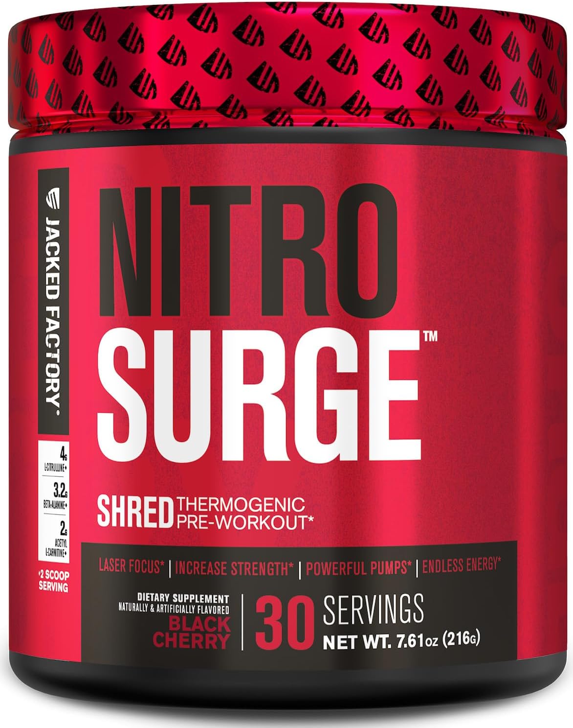 Energy-Boosting Pre Workout Supplement for Sharp Focus & Strength Gains - Nitric Oxide Booster & Powder - 30 Servings, Black Cherry Flavor