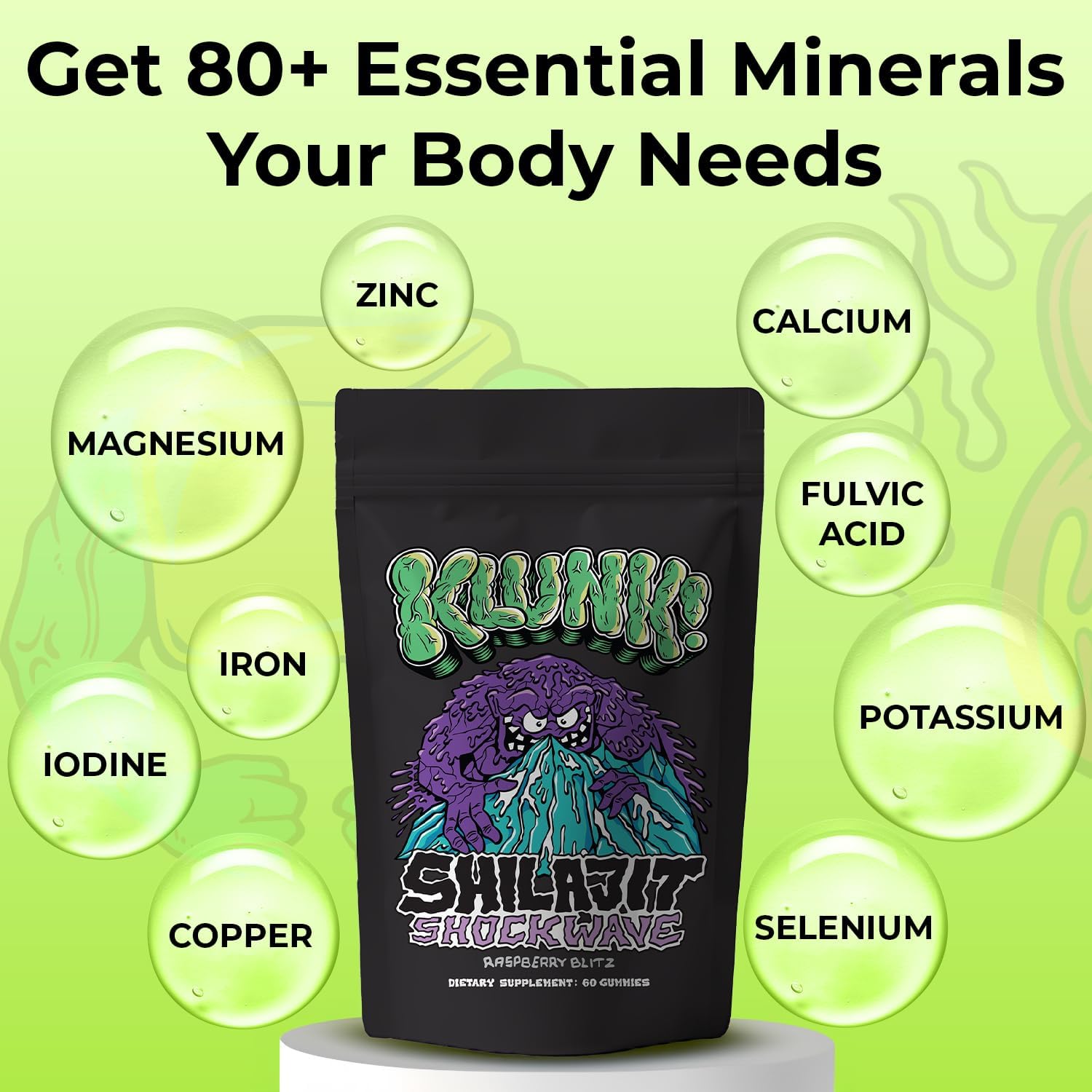 Energy-Boosting Shilajit Gummies with 18,000mg Himalayan Shilajit - Enhanced Stamina, Muscle Recovery, and 80+ Trace Minerals - Raspberry Flavor, 60 Gummies