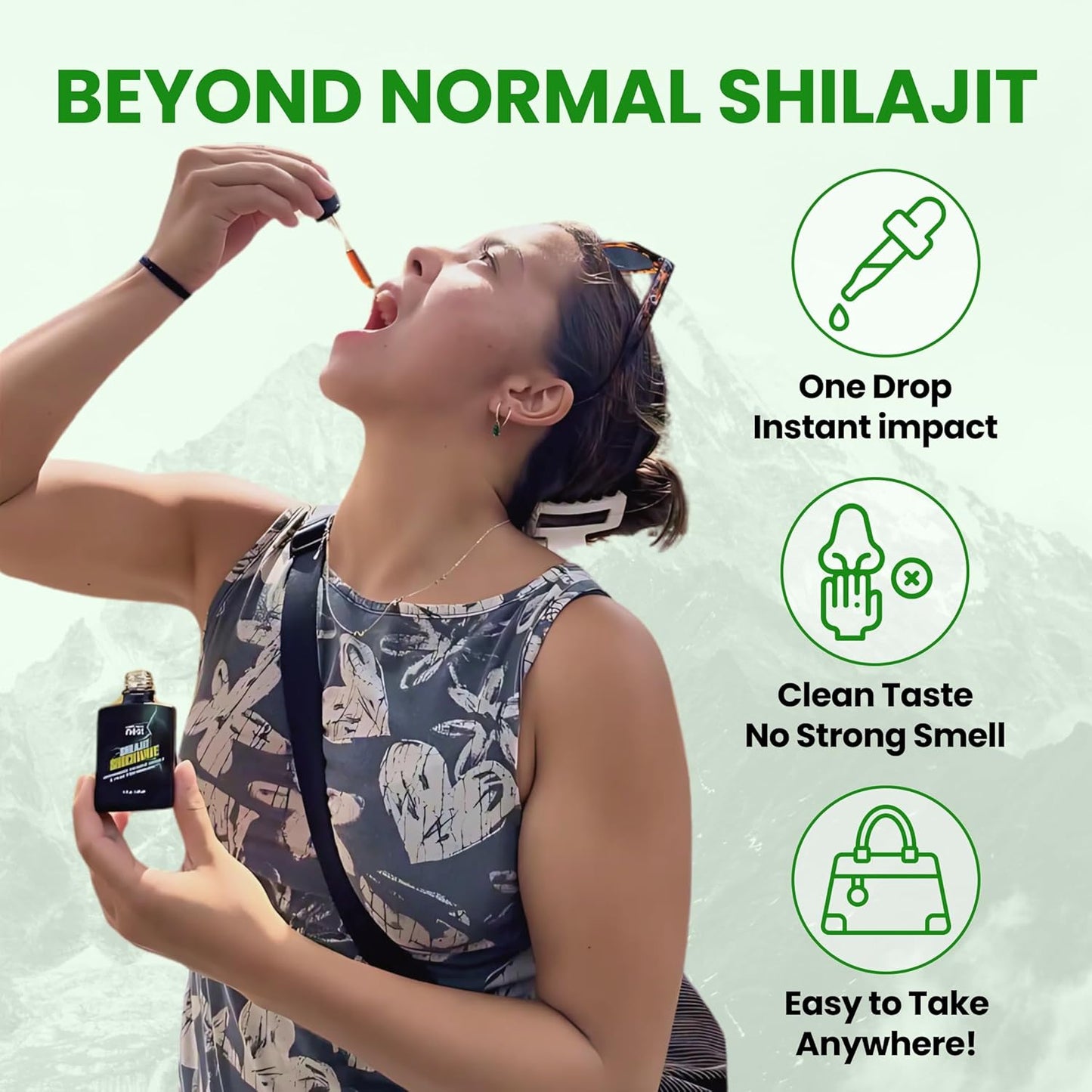 Energy-Boosting Shilajit Shockwave Drops with Tulsi, Panax Ginseng, and Peppermint - Pure Himalayan Formula for Focus and Vitality - 30 Servings