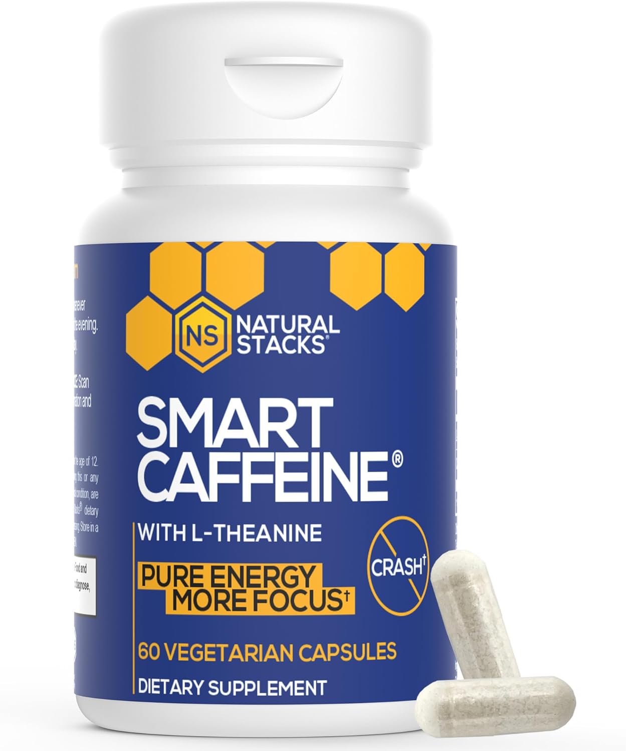 Energy-Boosting Smart Caffeine Pills with L-Theanine - Natural Stack for Focus and Alertness - Non-Jittery Formula - 60 Capsules