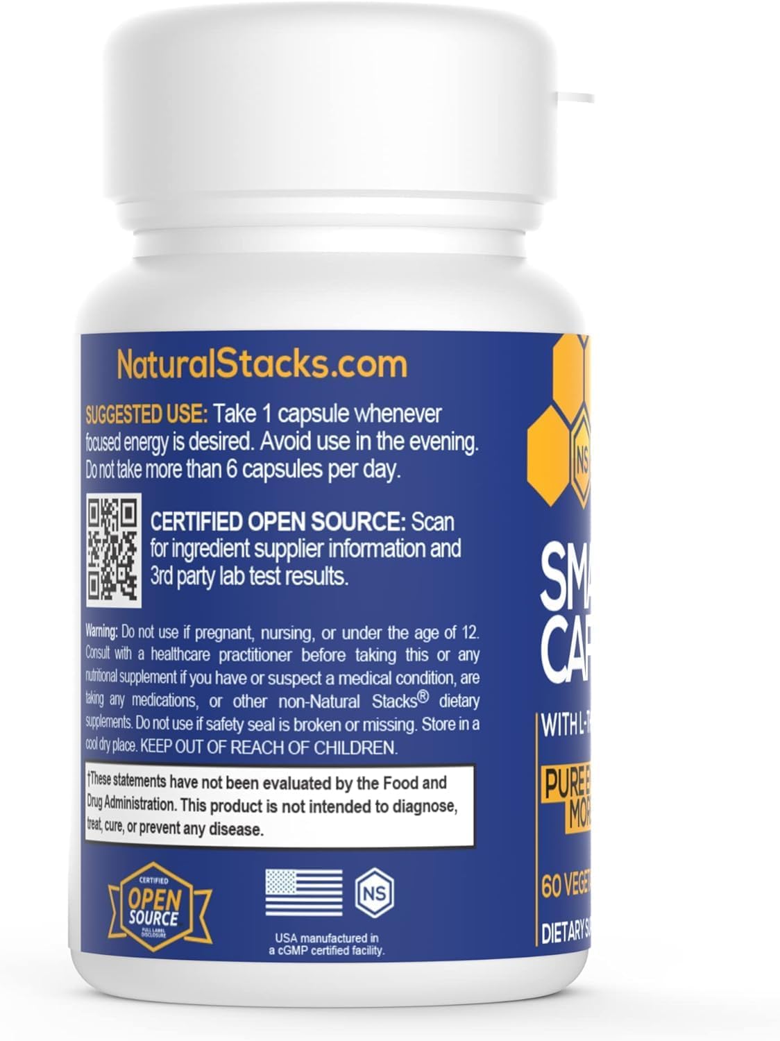 Energy-Boosting Smart Caffeine Pills with L-Theanine - Natural Stack for Focus and Alertness - Non-Jittery Formula - 60 Capsules
