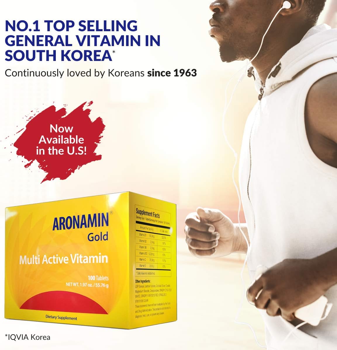 Energy-Boosting Vitamin Aronamin Gold Tablets - Fights Fatigue, Supports Hematopoiesis - 100 Count