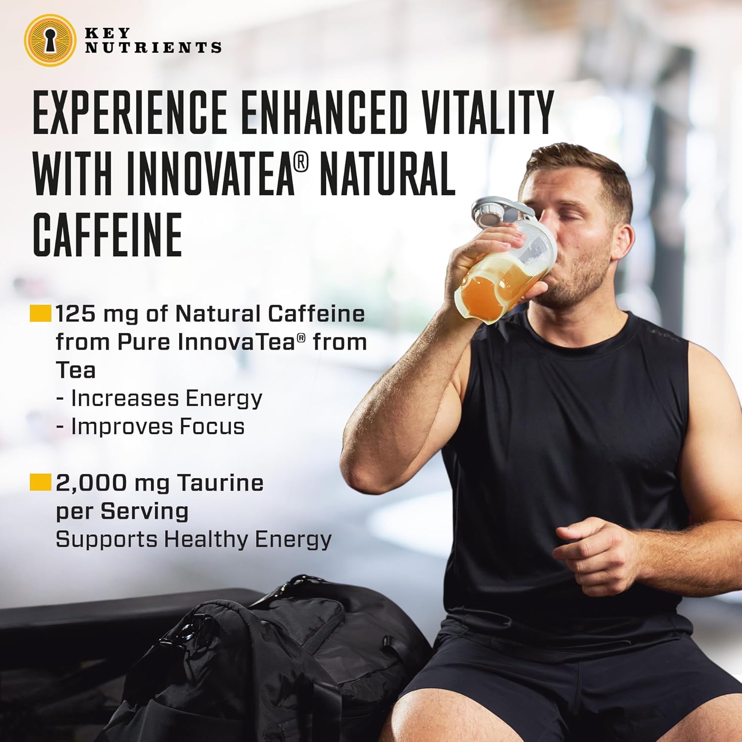 Energy Drink Powder with Electrolytes - Sugar-Free Endurance & Energy Supplement - Natural Caffeine, Taurine, Zinc - Tropical Peach Mango Flavor