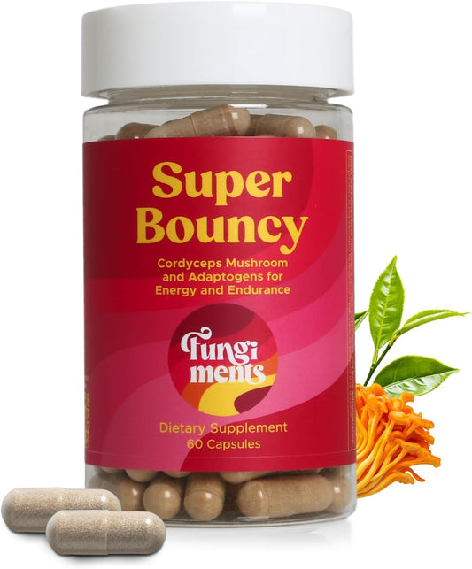 Energy & Focus Mushroom Supplement with Cordyceps, Beta-Glucan, Green Tea Extract, and Ginseng - Immune Support & Memory Boost - 60 Capsules