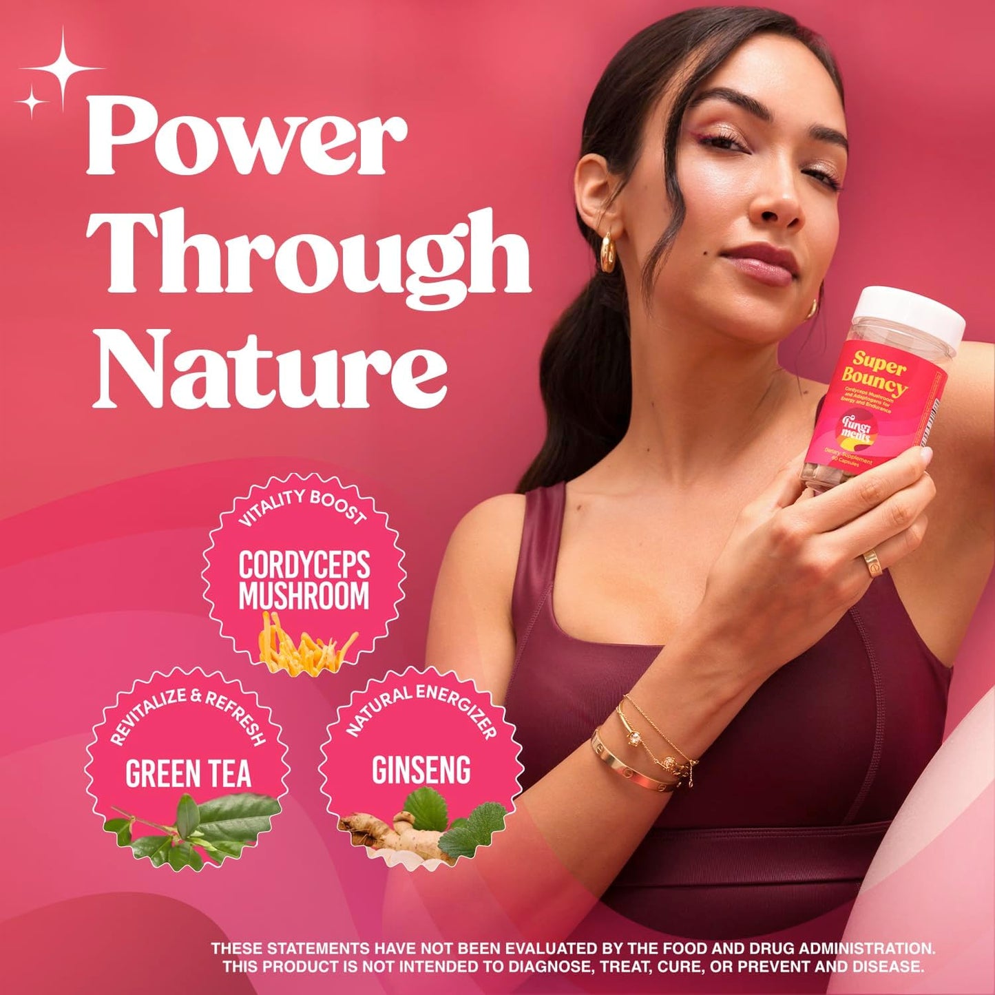 Energy & Focus Mushroom Supplement with Cordyceps, Beta-Glucan, Green Tea Extract, and Ginseng - Immune Support & Memory Boost - 60 Capsules