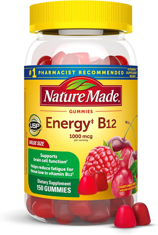 Energy Metabolism Support: Nature Made B12 1000 mcg Gummies, 150 Count, 75 Day Supply