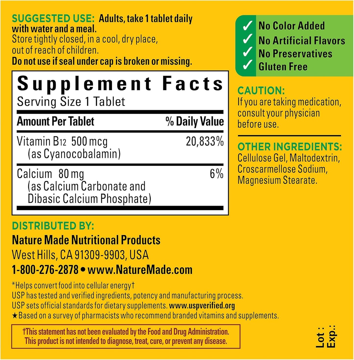 Energy Metabolism Support: Nature Made Vitamin B12 500 mcg, 200 Tablets