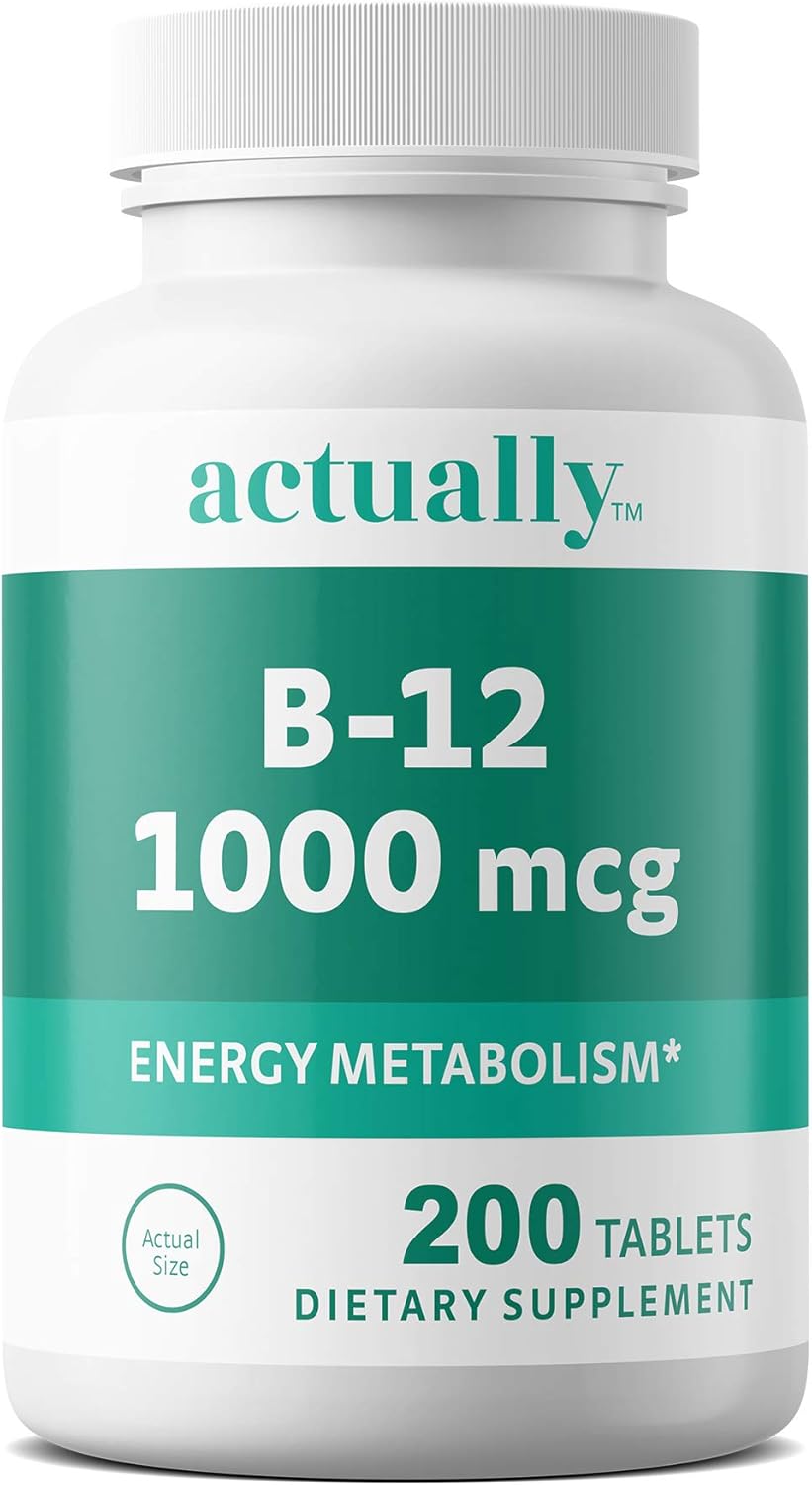 Energy Metabolism Support: Vitamin B12 1000mcg Tablets - 200 Day Supply with 200 Count