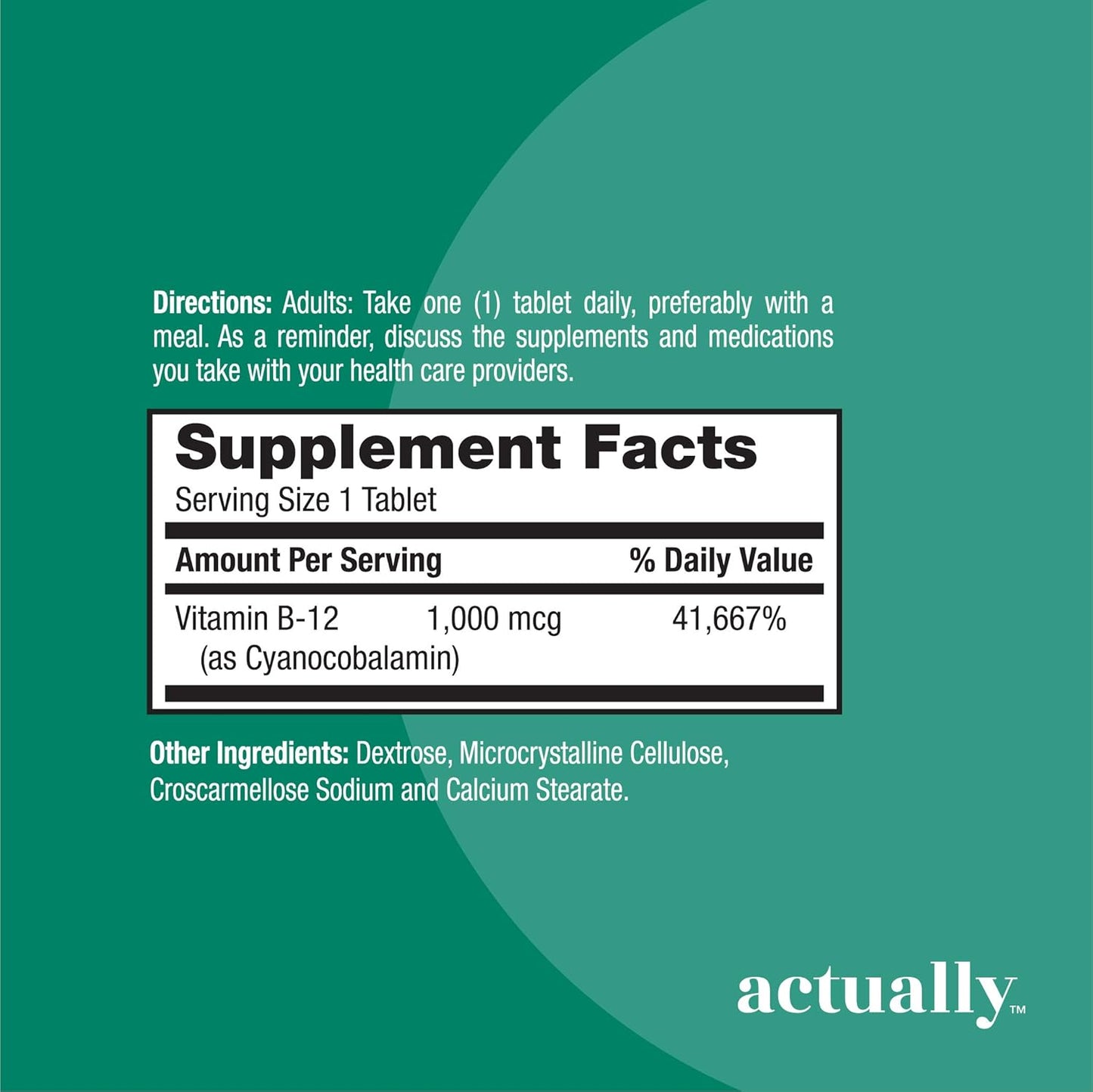 Energy Metabolism Support: Vitamin B12 1000mcg Tablets - 200 Day Supply with 200 Count